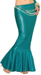 Forum Novelties Women's Mermaid Costume Long Tail Skirt, Blue, Standard
