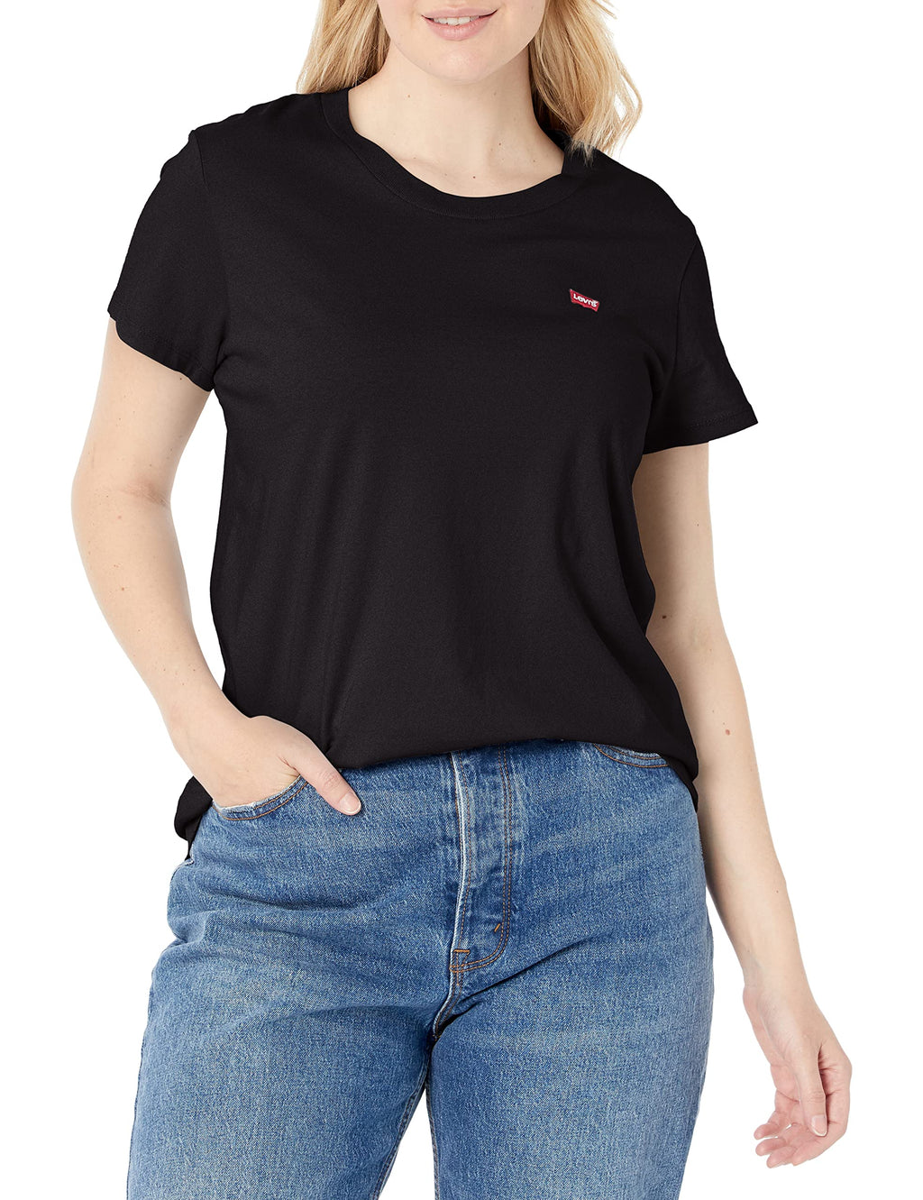 Levi's Women's Perfect Crewneck Tee Shirt, mineral black x, Large