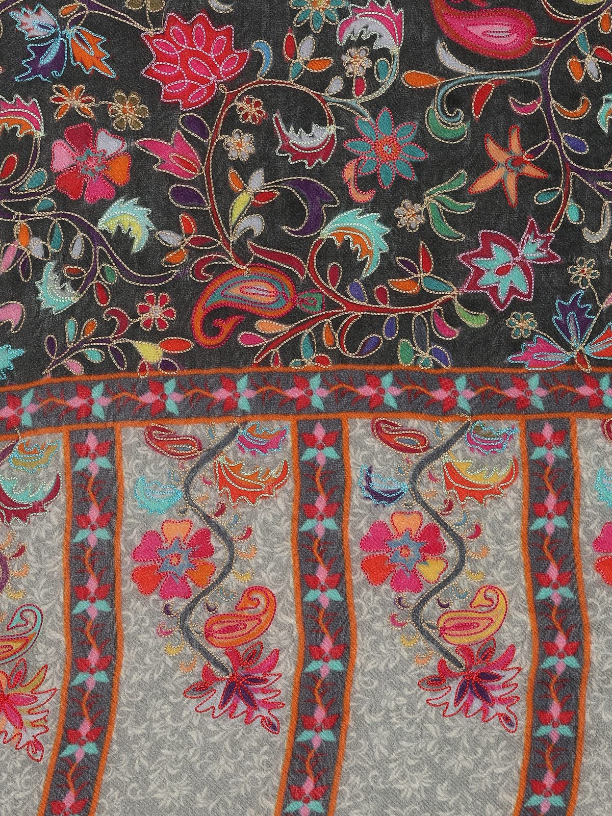 Pashmoda Men 100% Pure Wool Fabric Kalamkari Embroidered Shawl, Stole And Wrap, Sustainable And Natural Fabric, Heritage Kashmir