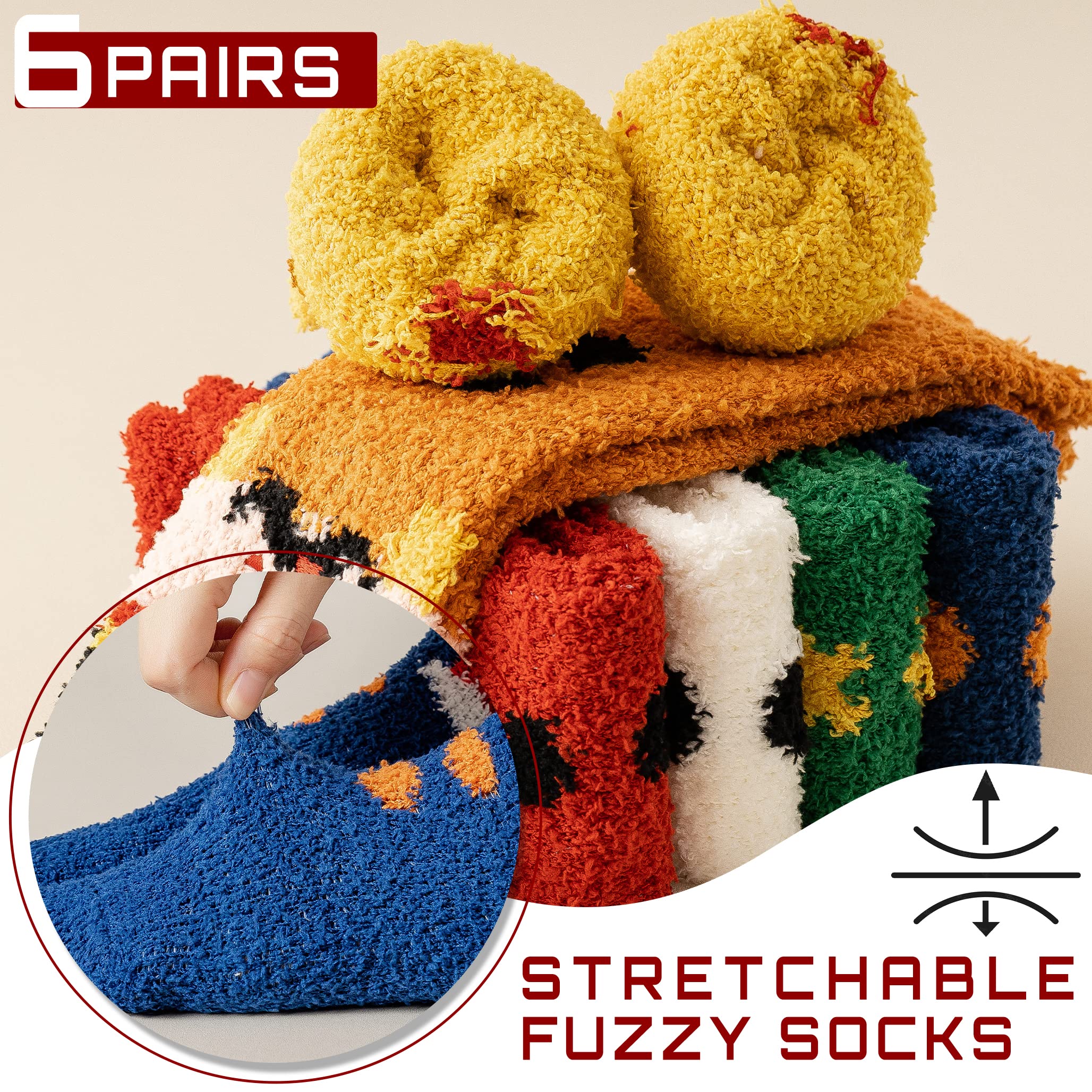 TEHOOK Fuzzy Christmas Socks, Christmas Stocking Stuffers Gifts for Women and Girls, Plush Winter Fuzzy Socks, Fluffy Cozy Warm