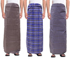 Weavers Villa MenS 100% Cotton Multicolored Unstiched Lungi (2 Mtrs) - Pack Of 3