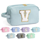 YOOLIFE Travel Makeup Cosmetic Bag - Monogram Cute Initial Makeup Bags Cosmetic Toiletry Bag Pouch Make Up Case for Women Her Be