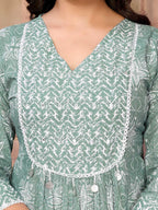 rangita Cotton Calf Length Embroidered A-Line Kurti