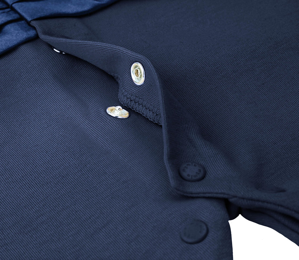 Lilax Baby Boy Gentleman Tuxedo Footie Christmas Holiday Outfit with Bow Tie Newborn Navy