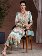 Libas WomenS Crepe Printed Straight Kurta (29264 Sea Green