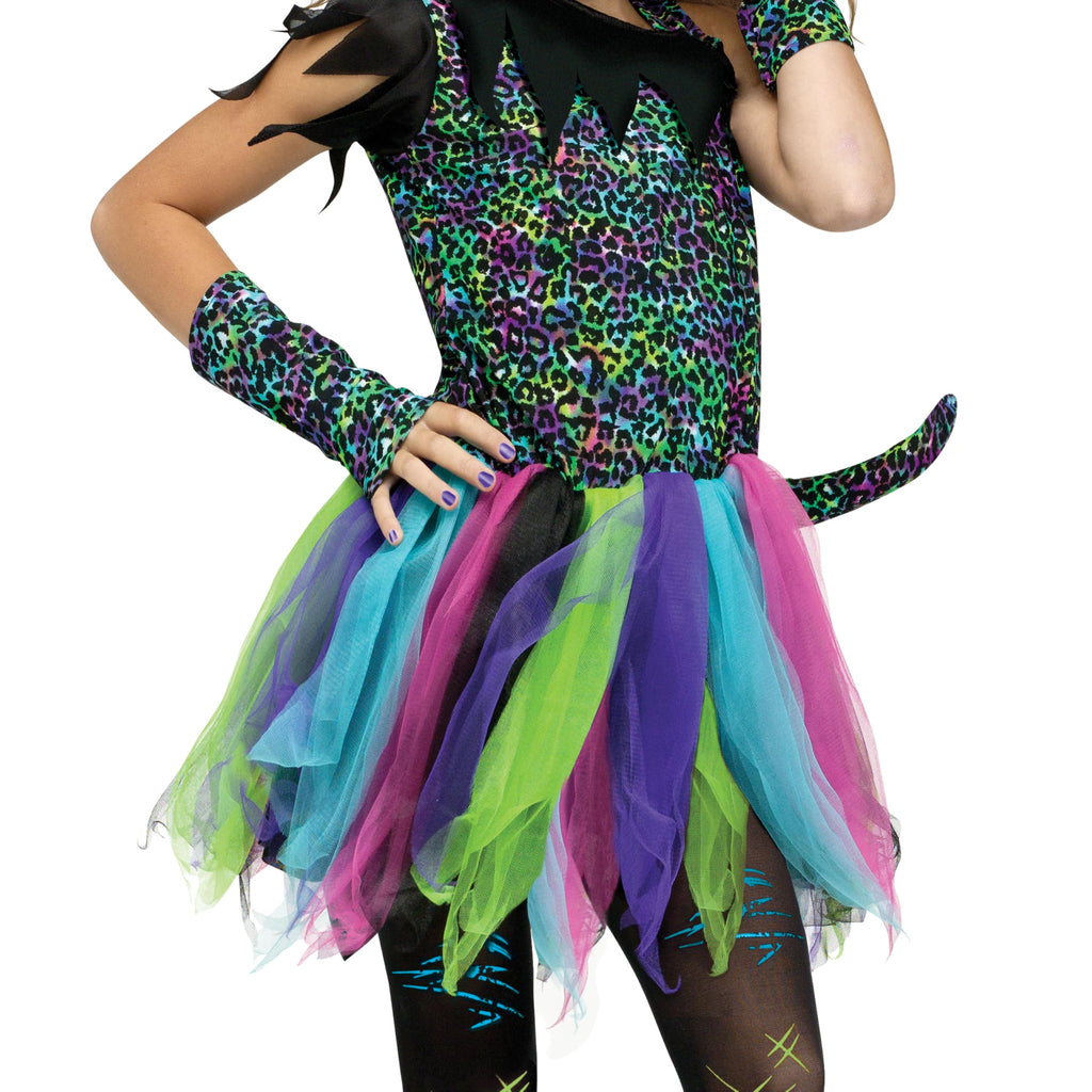 Wild Cat Rainbow Animal Child Halloween Costume, Black / Blue / Pink, Medium