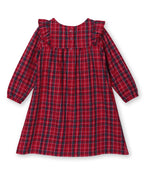 Beebay Kids Girls Shoulder Frill Check Dress RED