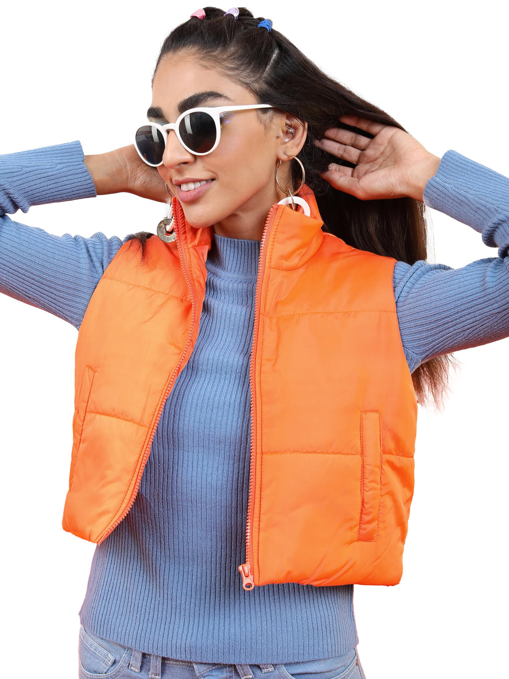 Ketch Womens Sleeveless Regular Fit Jacket KHJK000062 ORANGE XL