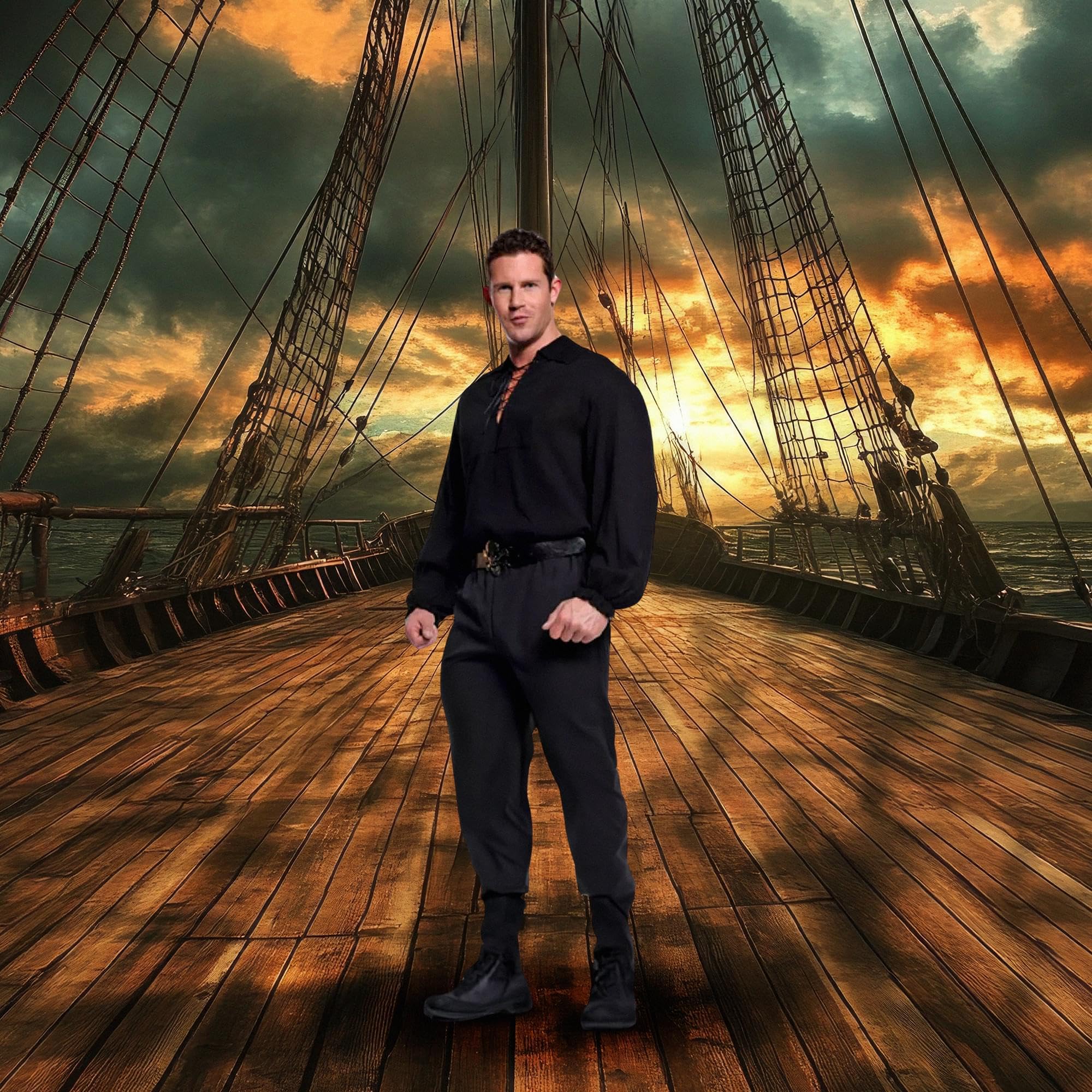 Underwraps Costumes Men's Renaissance Pirate Shirt -Plus, Black, XX-Large