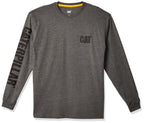 Caterpillar Men's Trademark Banner Long Sleeve Tee Shirts with Center Back Neck Wire Management Loop and CAT Logo, Dark Heather