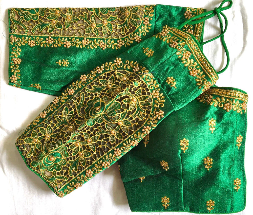 Vihu Fashion WomenS Flower Embroidery Sleeves Cut Work Readymade Saree Blouse