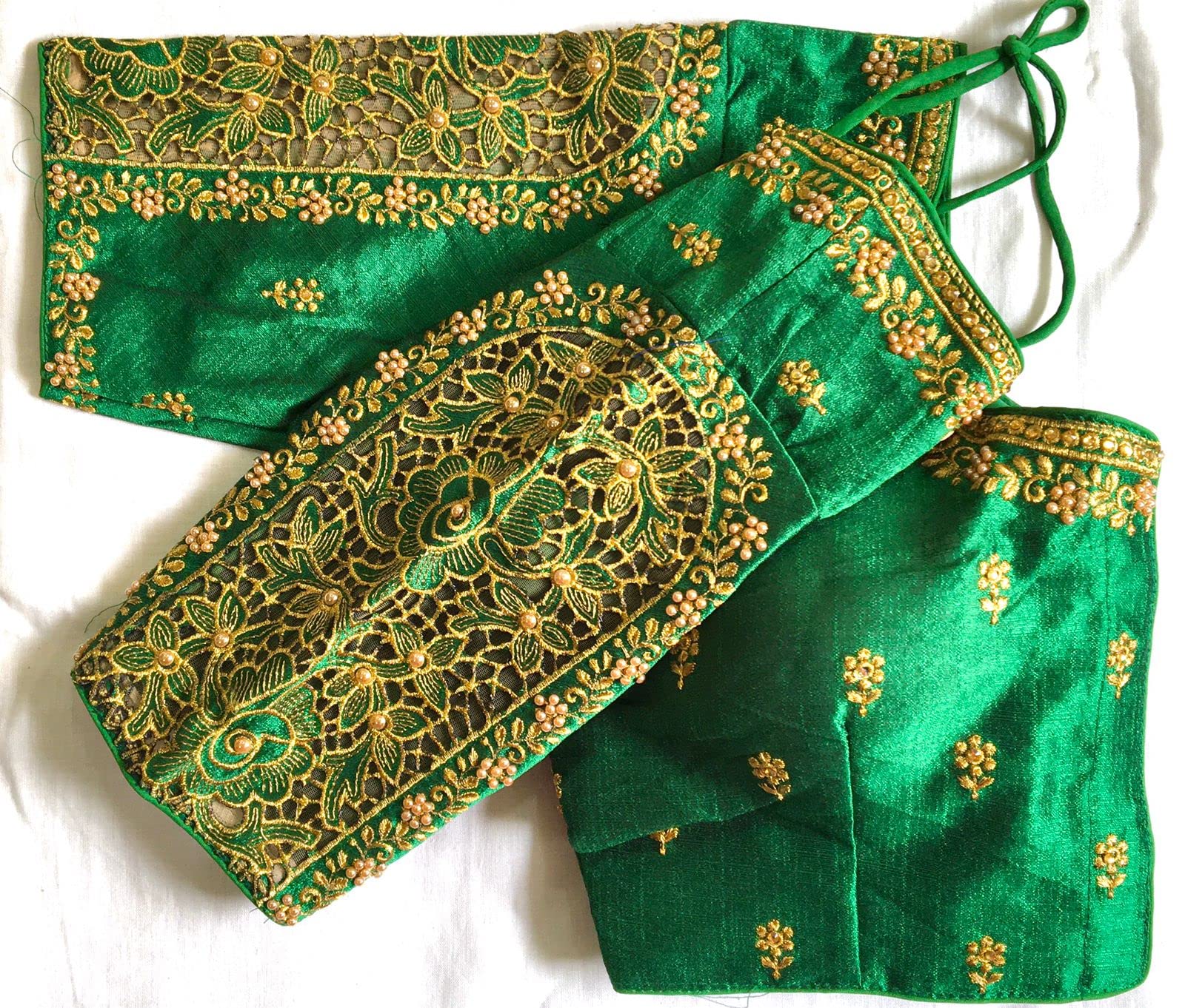 Vihu Fashion WomenS Flower Embroidery Sleeves Cut Work Readymade Saree Blouse