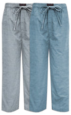 Andrew Scott Men's 2 Pack Super Soft Woven Pajama & Sleep Long Lounge PJ Pants (2 Pack- Blues, Medium)