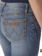 Wrangler Women's Retro Mae Rise Stretch Boot Cut Jean, Wash Mid, 3W x 34L