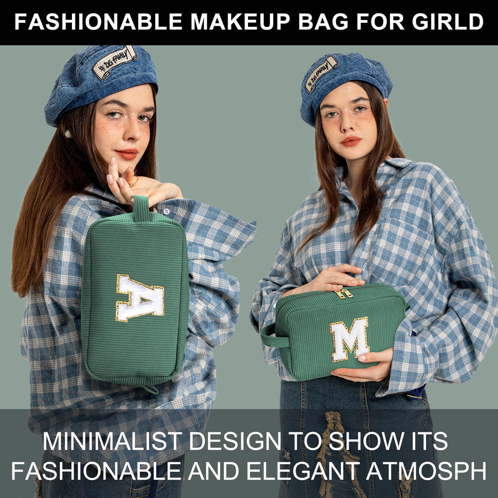 YOOLIFE Personalized Gifts for Girls - Bridal Shower Gifts Birthday Gifts for Women Her Girls Green Cute Makeup Bag Makeup Brush