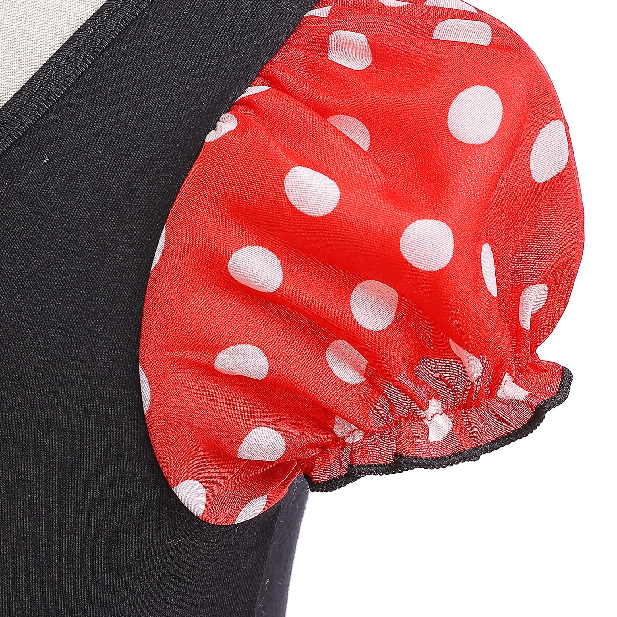 Dressy Daisy Girls' Polka Dots Halloween Christmas Fancy Dress Dance Costume with Headband Size 6-7 Red & Black