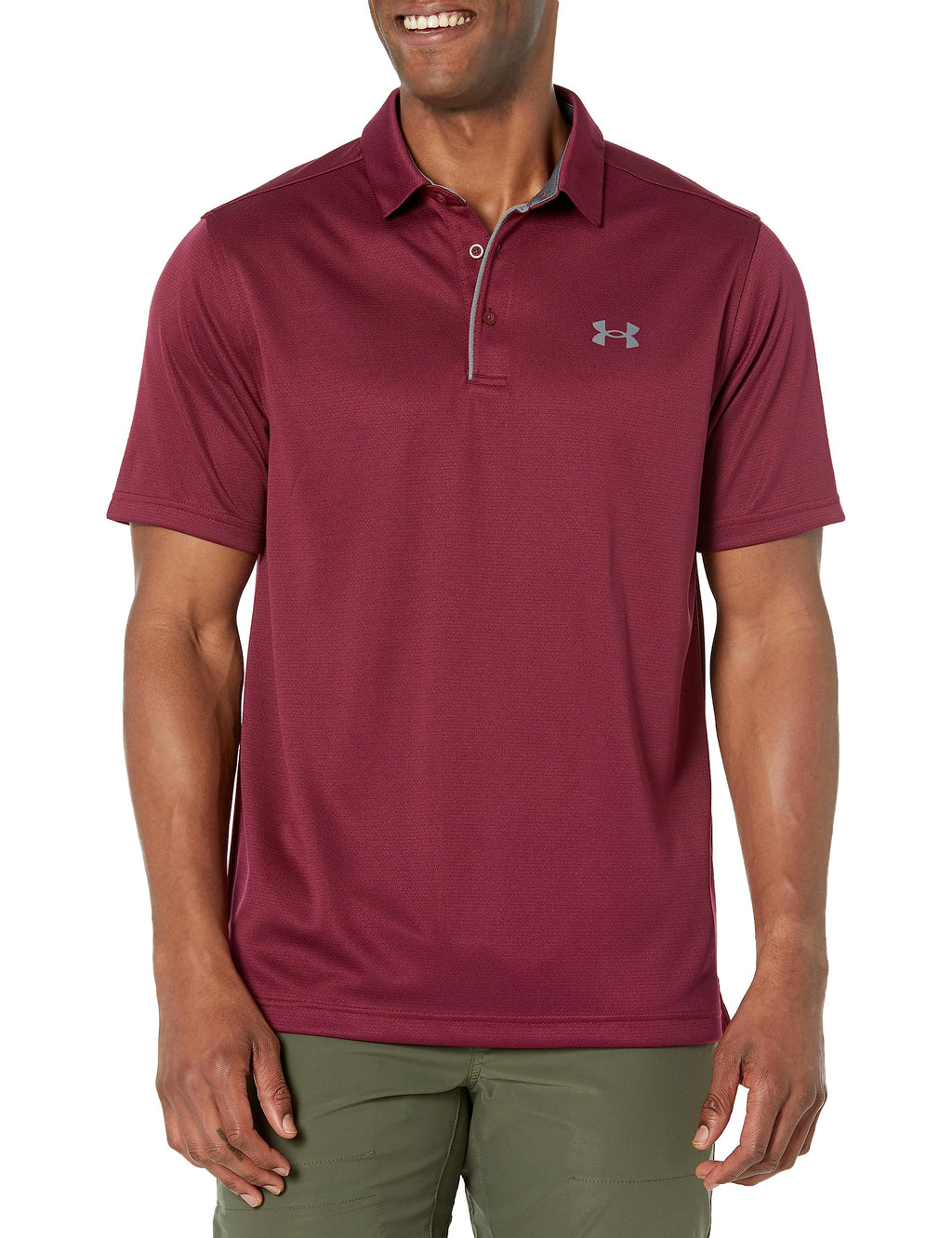 Under Armour Men's Tech Golf Polo, Maroon (609)/Graphite, Large Tall