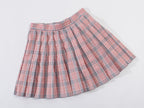 Women's Buffalo Plaid Skirt Pleated Cosplay Costumes Skirts (3XL,Pink Mixed White)