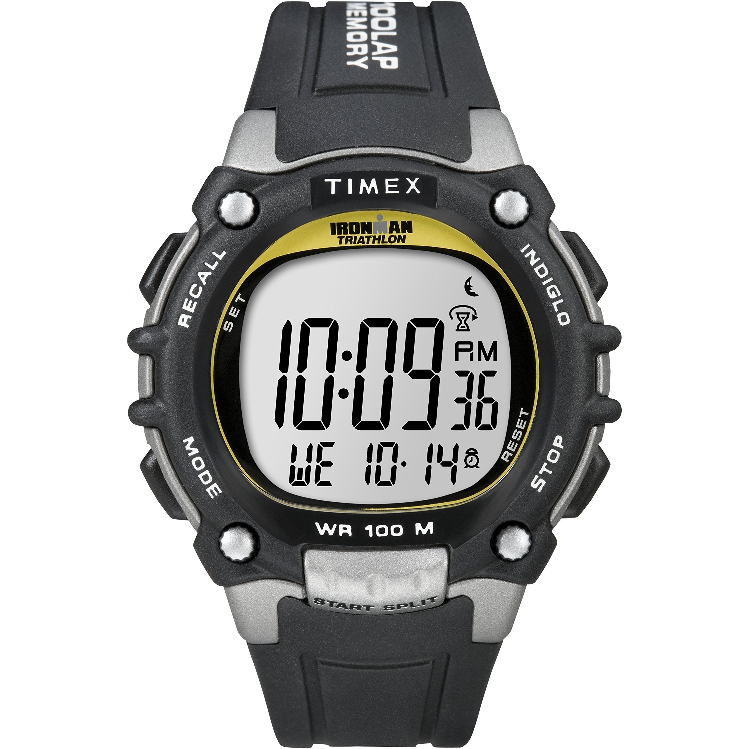 Timex Men's T5E231 Ironman Classic 100 Black/Yellow Resin Strap Watch