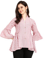 OM SAI LATEST CREATION Women Striped Top with Half Sleeves for Office Wear, Casual Wear, Under 399 Top for Women/Girls Top (Smal