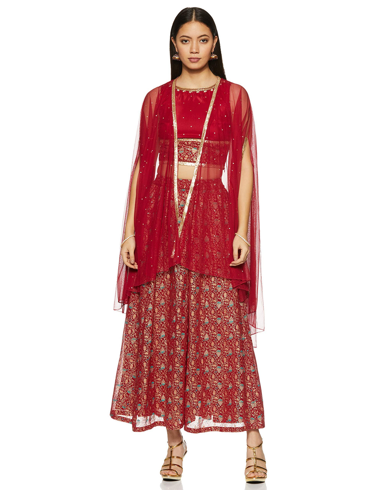 Aurelia WomenS Georgette Regular Fit Top (20Fed10268-501624_T-Red_Small)