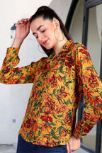 POPWINGS Printed Full-Sleeves Regular-Fit Polyester Printed Shirt for Women Stylish Western Casual Wear