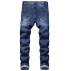 QIMYUM Mens Ripped Jeans, Distressed Destroyed Slim Fit Straight Leg Denim Pants (30, Dark Blue701)