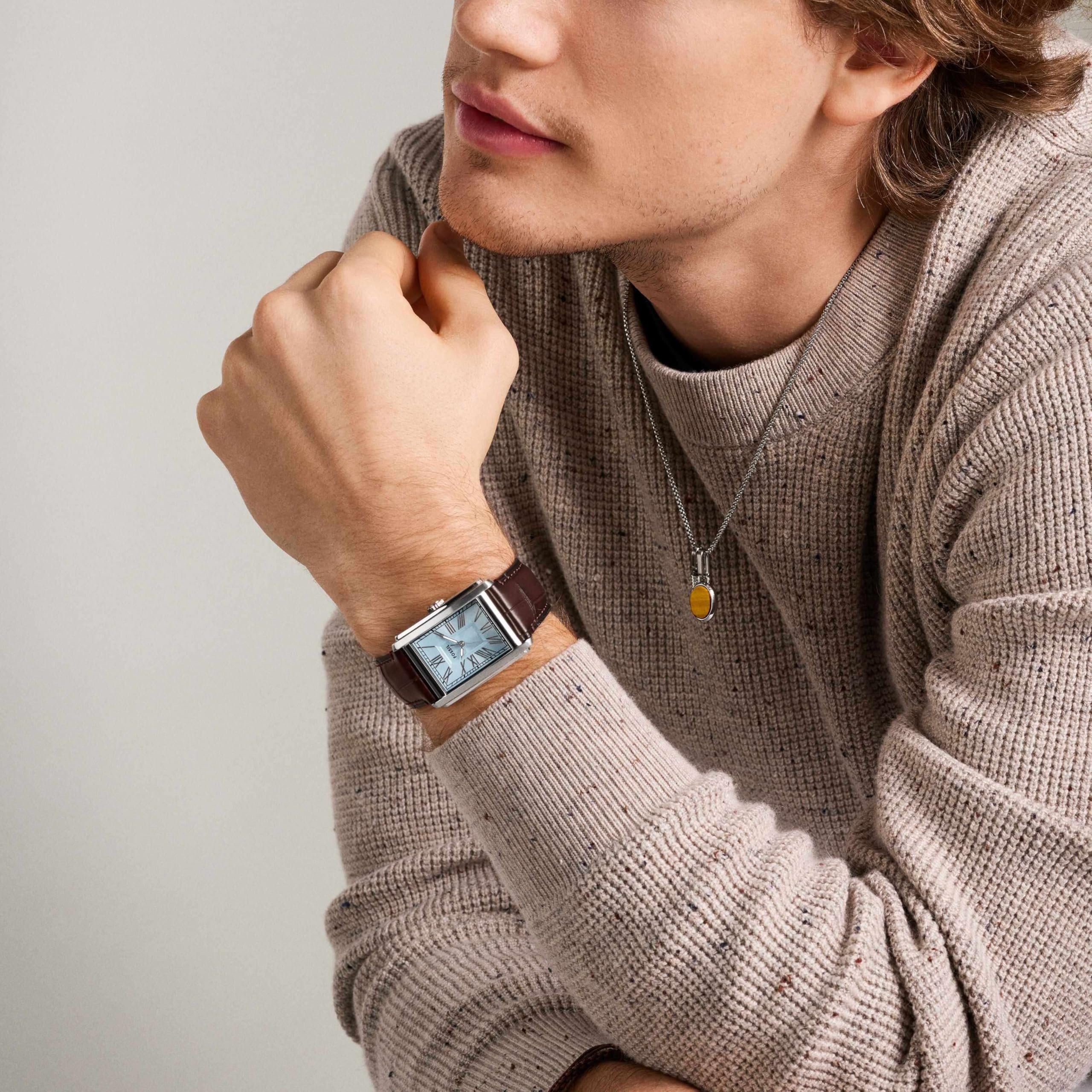 Fossil Men's Carraway Three-Hand Brown Croco Leather Watch