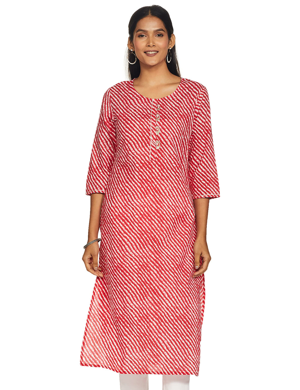 rytras Womens Cotton Straight Kurti (RYT161_Red_Medium)