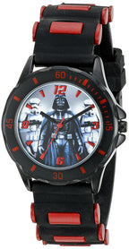 Accutime Kids Star Wars Darth Vader Analog Quartz Black Wrist Watch with Red Accents, Rubber Strap, Cool Inexpensive Gift & Part
