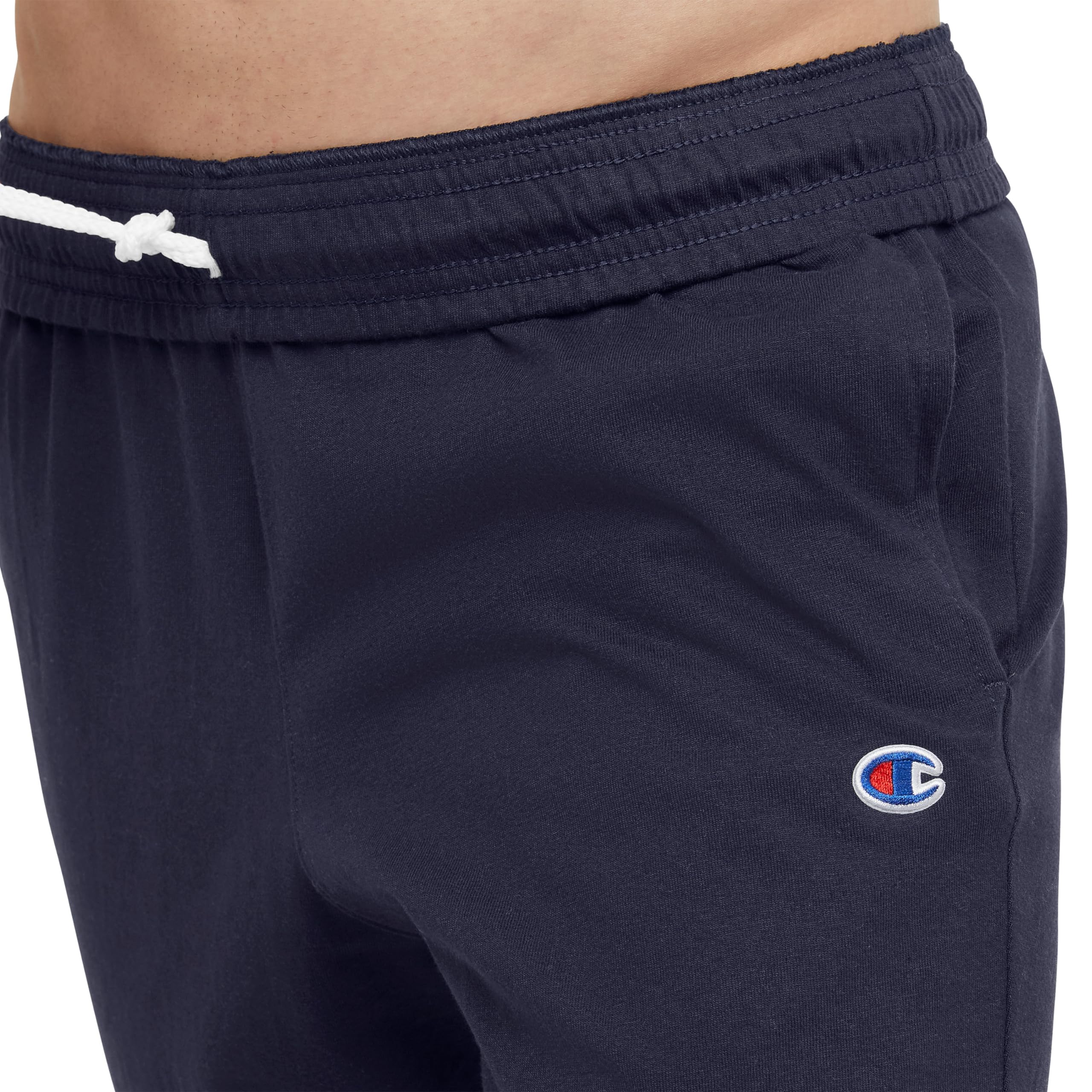 Champion Mens Joggers, Everyday Cotton, Lightweight Lounge Knit For Men, 31 Sweatpants, Navy C Patch Logo, Large US