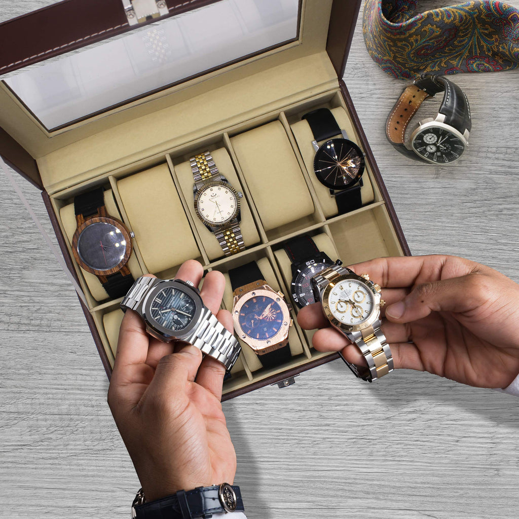 The Wedding Party Store Engraved Watch Box for Men - Personalized Gifts for Him - Custom Husband Boyfriend Gift (Brown)