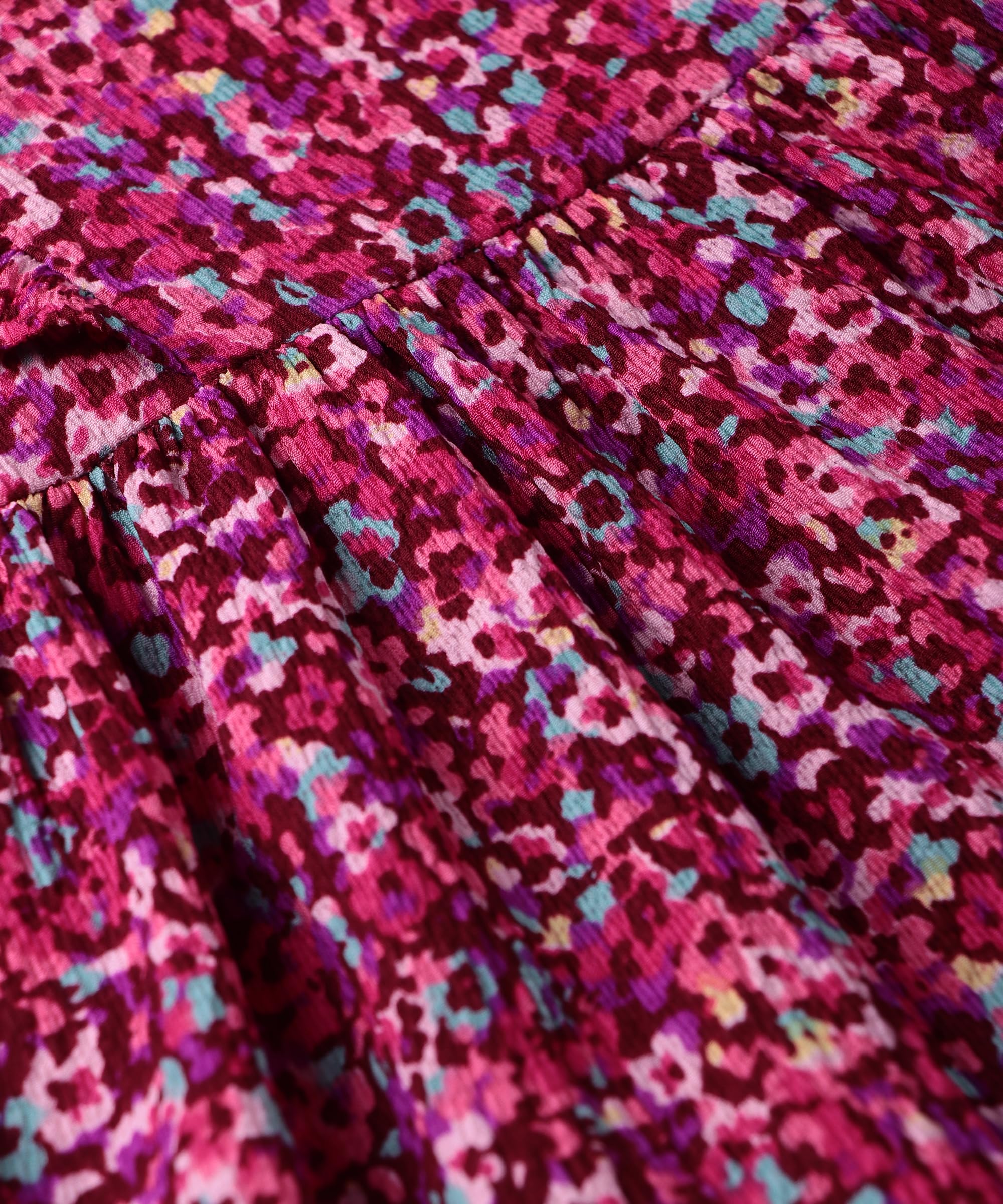 Beebay Kids Girls Abstract Print Ruffle Dress Maroon