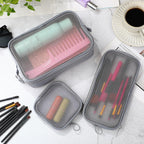 Weewooday 4 Pcs Mesh Makeup Bag Mesh Cosmetic Bag Travel Toiletry Bag Pouch with Zipper Mini Portable Makeup Cosmetic Travel Toi