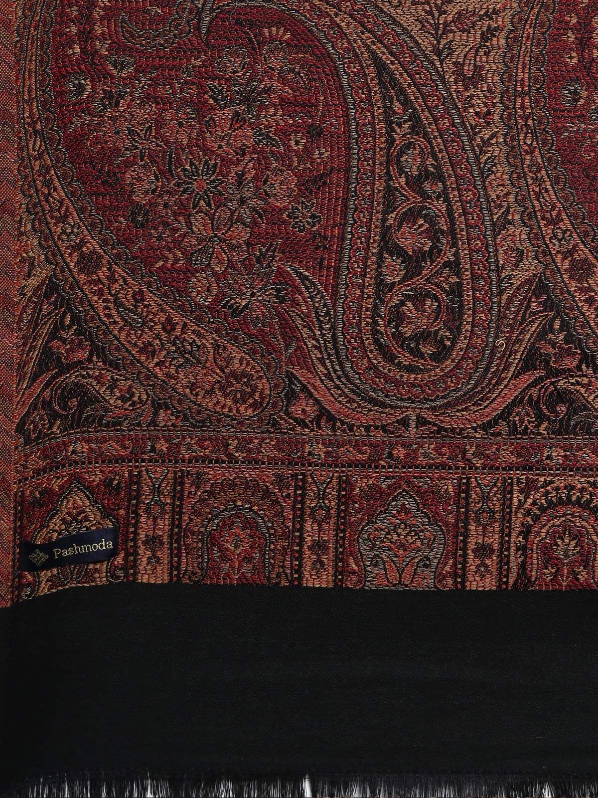 Pashmoda Men Zarif-e-Kashmir Woven Design Shawl (SIZE: 101x203 CM, Black Color)