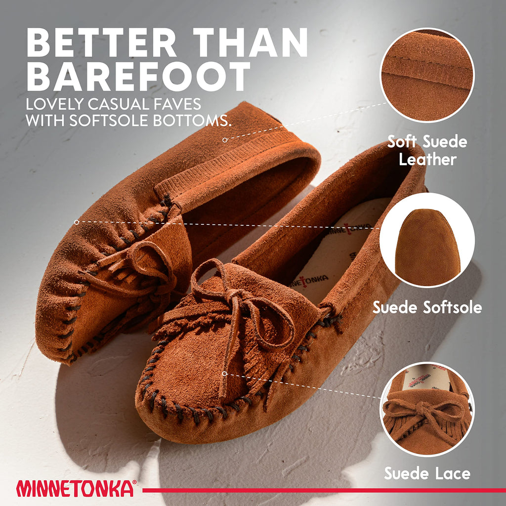 Minnetonka Women's Kilty Suede Softsole Moccasin,Brown,7 M US