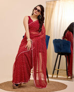 Vairagee Women Soft Georgette Stylish Printed Ready To Wear Saree With Unstitched Blouse