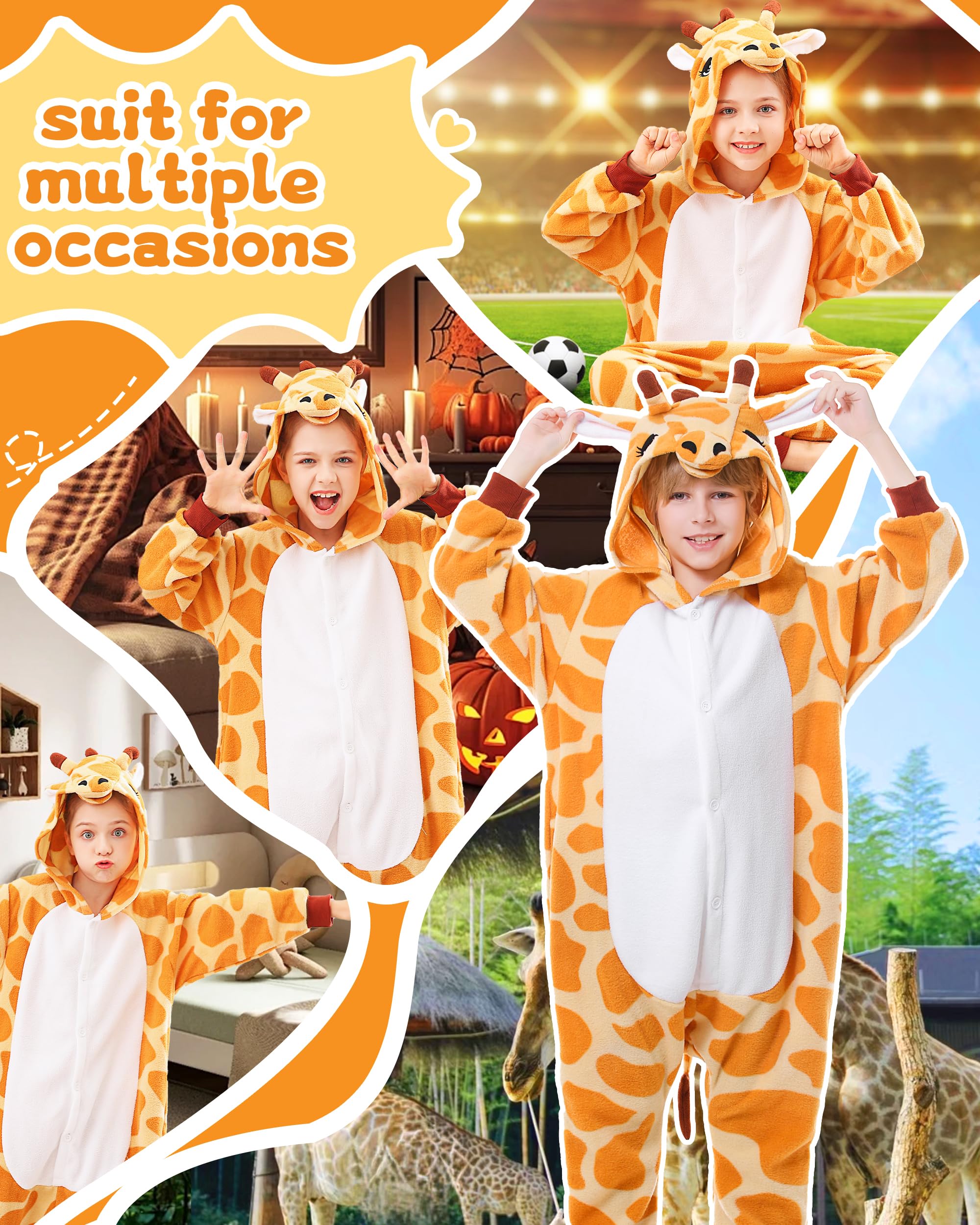 CANASOUR Unisex Anime Halloween Kids Giraffe Onesie For 8-10 Years Girls Boys Christmas Cosplay Costume (8 Years, Giraffe)