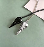 YOOESTORES82 Punk Metal Crow Skull Necklace. Hip Hop 3D Animal Bird Skull Pendant Necklace, Men Women Vintage Gothic Halloween J