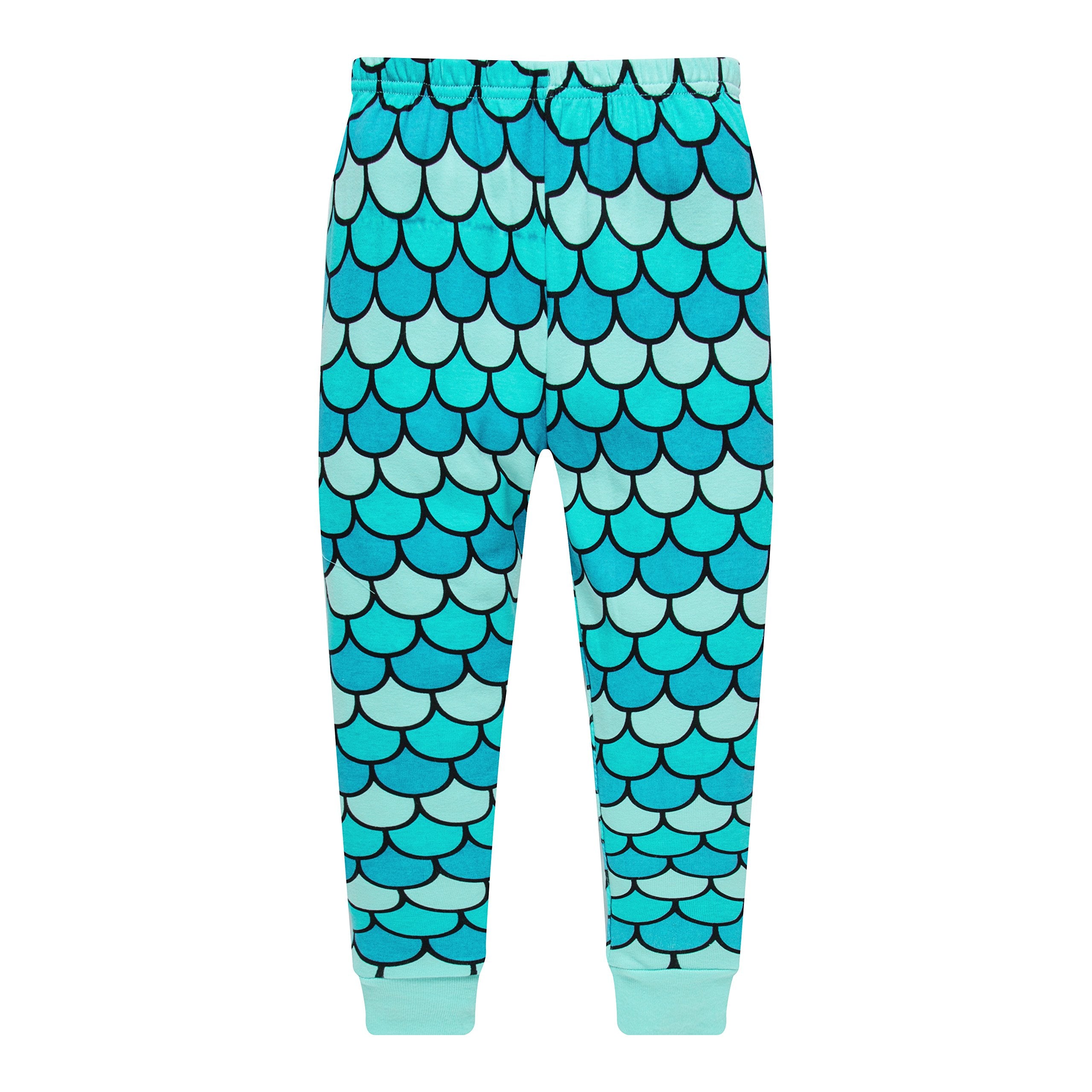 Popshion Little Girls Mermaid Pajamas Set Children Christmas PJs 100% Cotton Sleepwear Size 2 to 7 Years(Mermaid-30 10T)