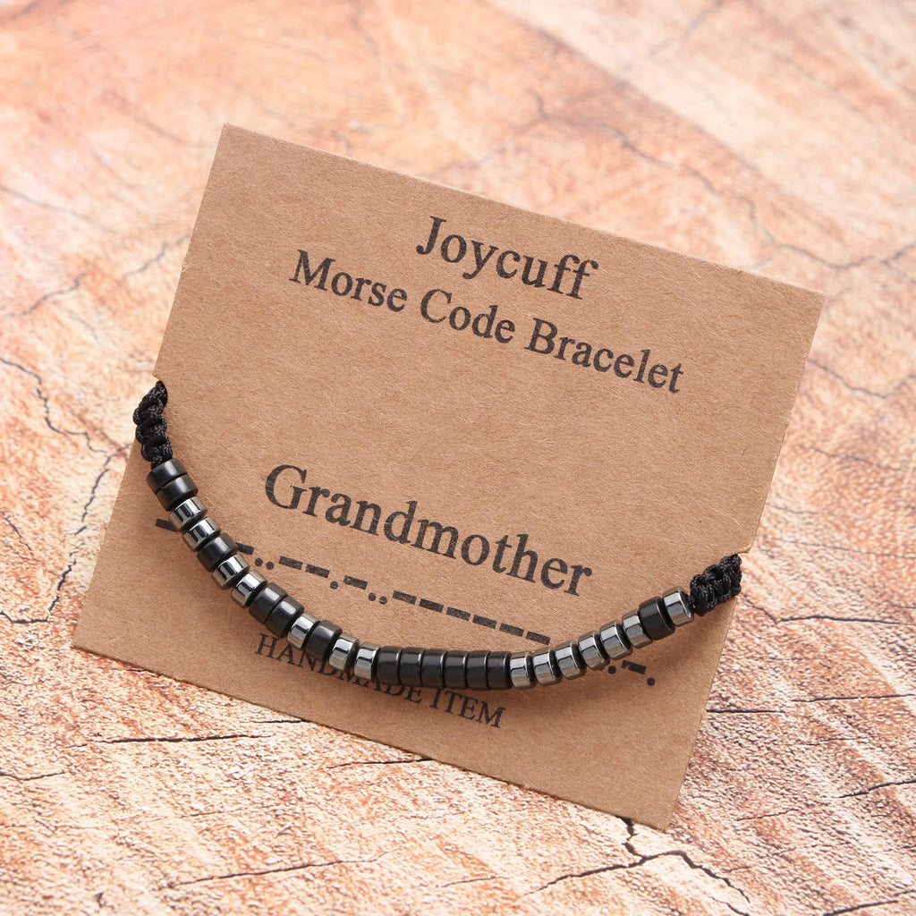 JoycuFF Bracelets for Women Fashion Grandma Gifts Silk Wrap Bracelet Funny Mother's Day Birthday Long Distance Christmas Morse C