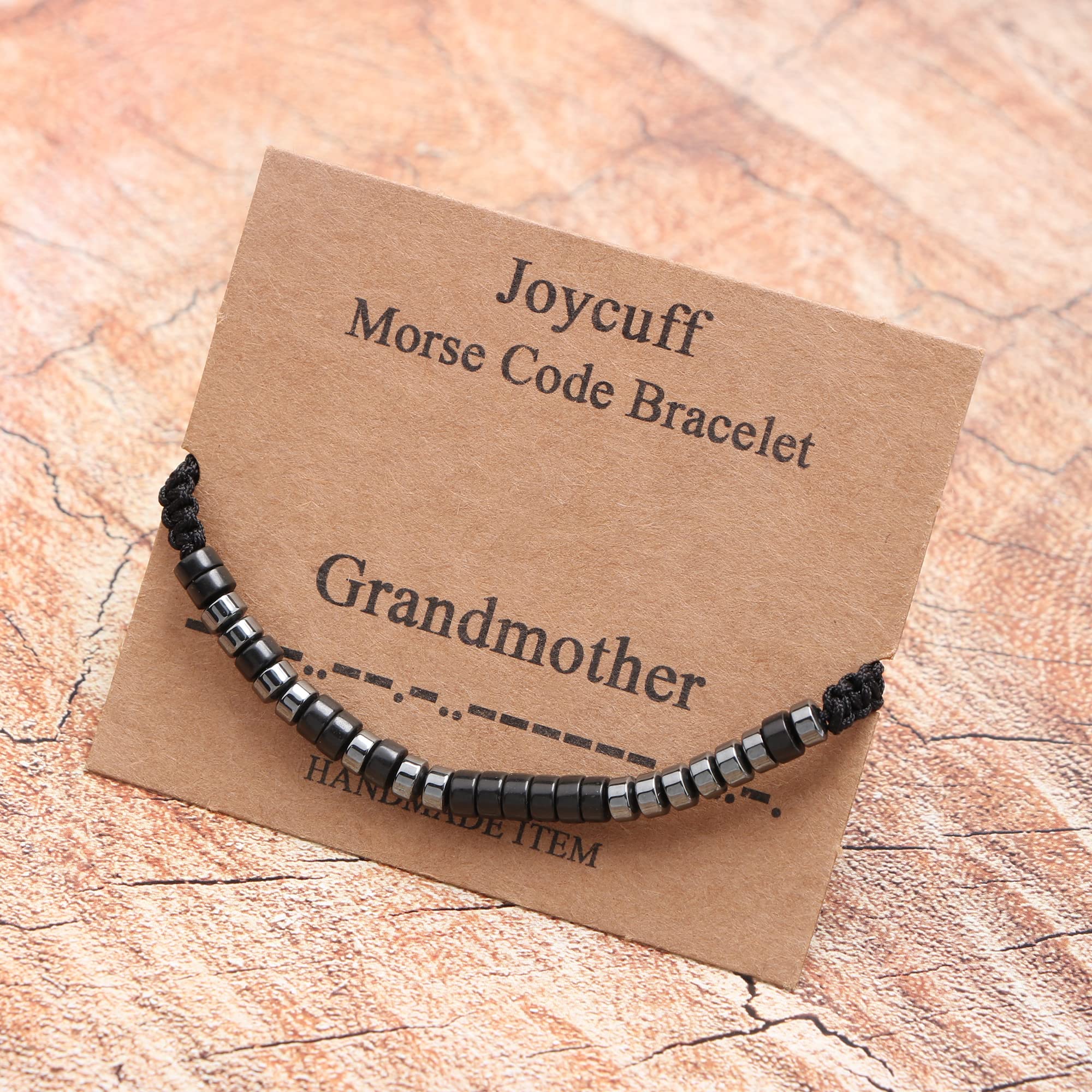 JoycuFF Bracelets for Women Fashion Grandma Gifts Silk Wrap Bracelet Funny Mother's Day Birthday Long Distance Christmas Morse C