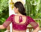 Pujia Mills WomenS Readymade Blouse Multi Golden Codding Sequence Embroidery Work Indian Ethnic Designer Stitched Readymade Sar