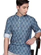 Manyavar MenS Short Kurta, Full Sleeves Mandarin Collar Ethnic Waist Length Kurta Only, Kurta For Festival, Wedding, Party & An