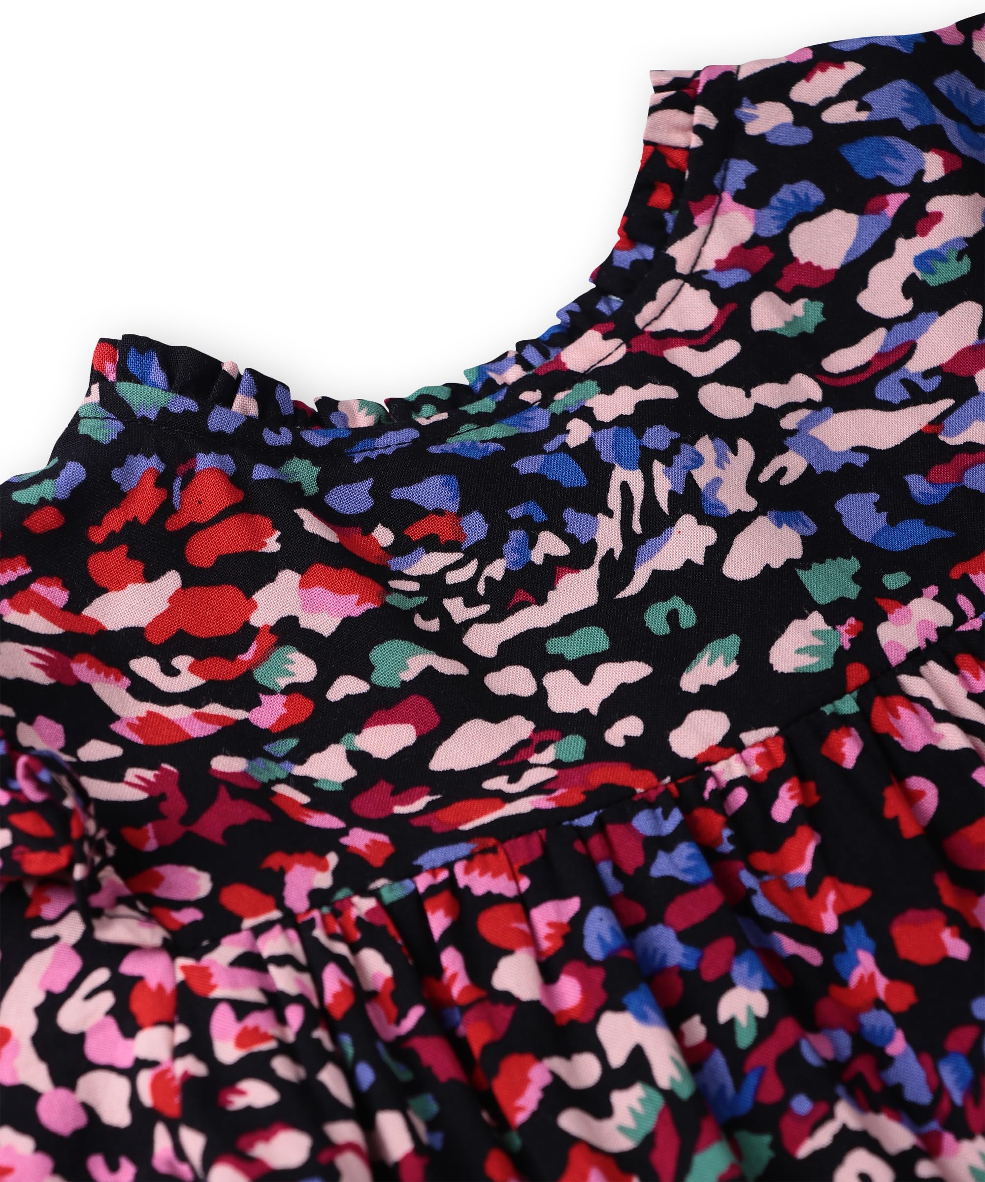 Beebay Kids Girls Button -Through Printed A-line Dress Black