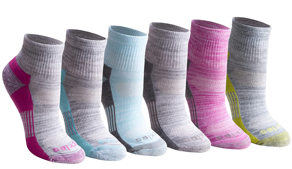 Dickies Womens Dickies Women's 6 Pack Dritech Quarter Socks White Fashion Assorted (6 Pairs) Shoe Size: 6-9 One Size