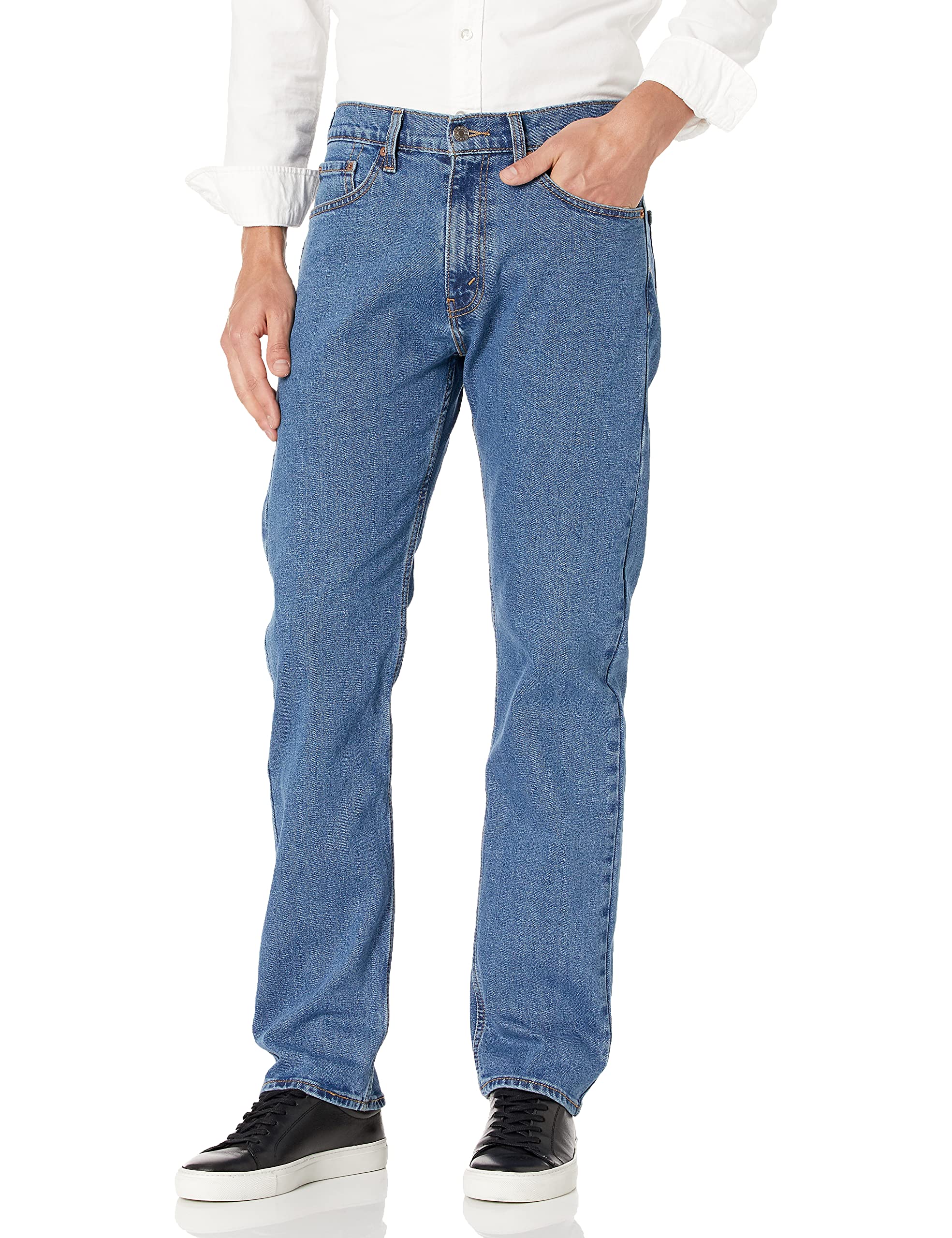Signature by Levi Strauss & Co. Gold Label Men's Regular Fit Flex Jeans, Medium Indigo, 42x32