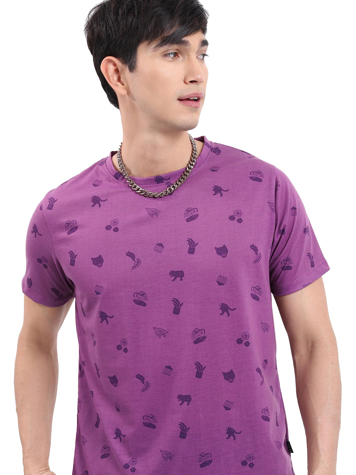 Ketch Mens Half Sleeve Relaxed Fit T-Shirt (Khts000665_ Purple_M)