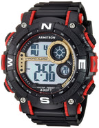 Armitron Sport Men's Dark Red Accented Digital Chronograph Black Resin Strap Watch, 40/8284GBR