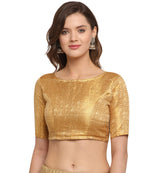 OOMPH! Womens Art Silk Floral Half Sleeve Saree Blouse (rbbl22xxl_Sandcastle Beige_2XL)